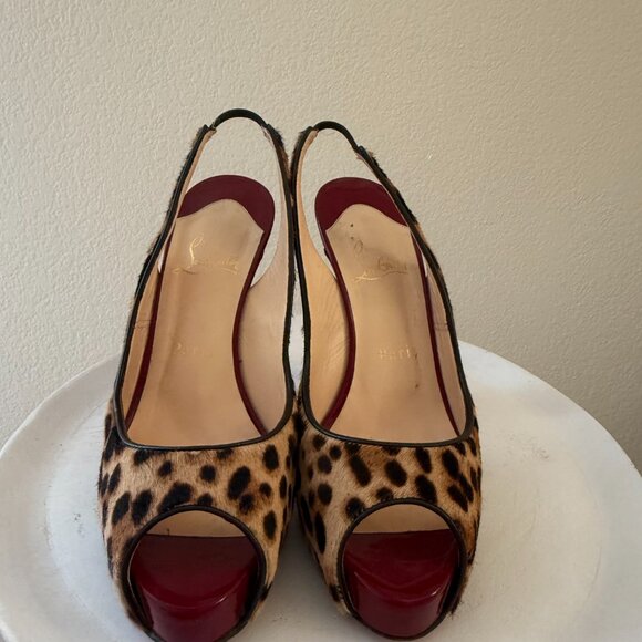 Christian Louboutin Leopard Fur Slingback - Size 37 - Picture 2 of 6